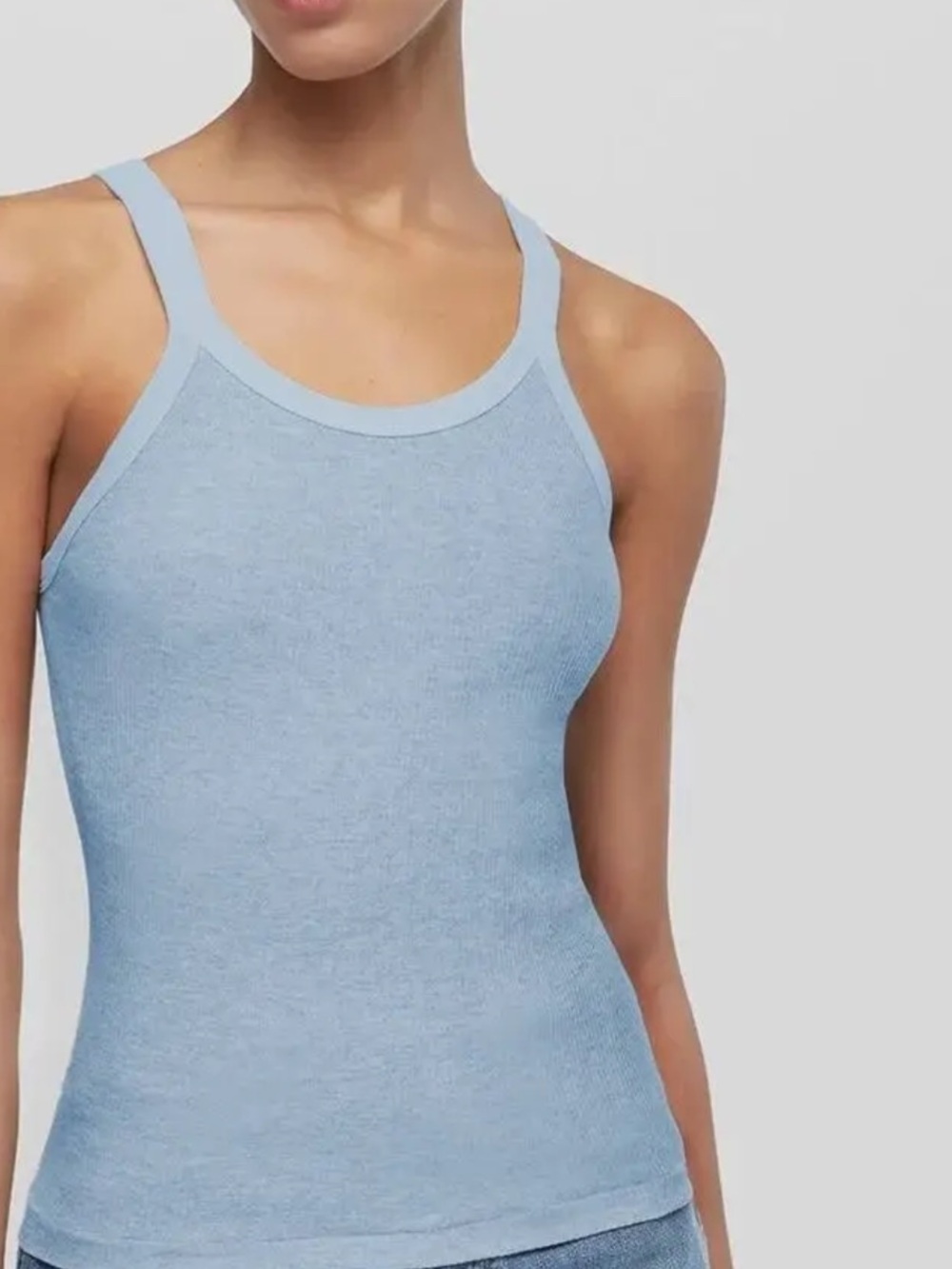 NWT Re/done Hanes ribbed tank size small color is pacific blue retail $105